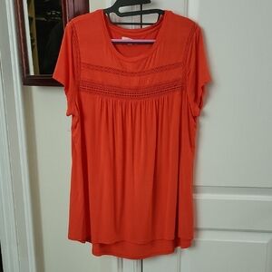 Cupio Orange Short Sleeve Lace Top